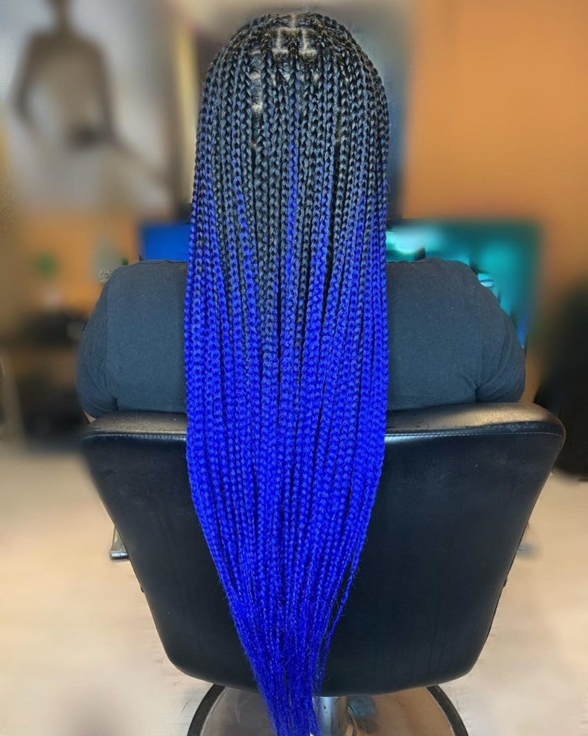 Blonde Blue Ombre Box Braids Blue Box Braids Colored Box Braids My